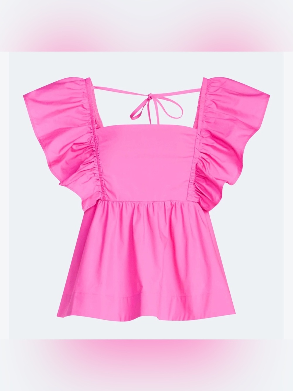 Women’s Hot Pink Ruffle-Sleeve Square Neck Tunic